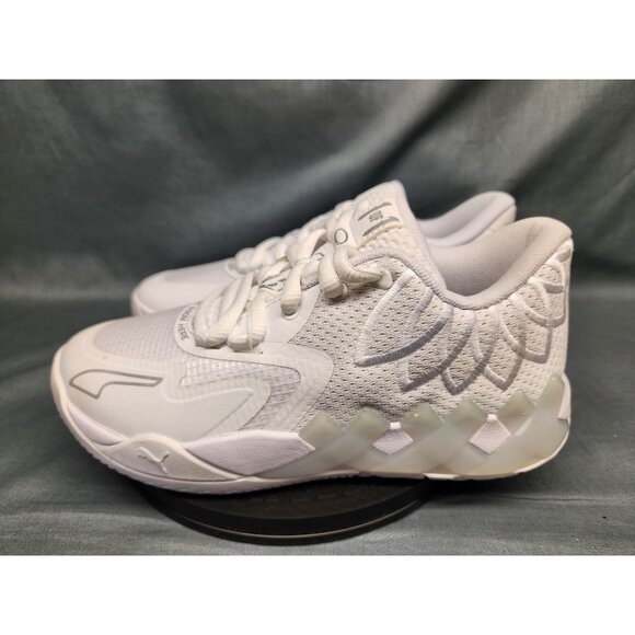 Puma Boys MB1 Lo Jr Sneakers Mesh White Silver Size 4 DISPLAY MODEL! - Picture 6 of 16